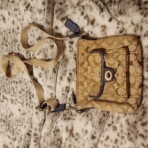Coach Signature Canvas Crossbody w/Leather Trim